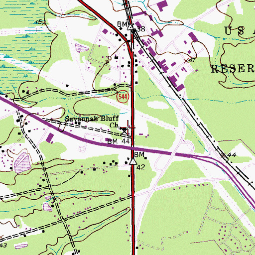 Topographic Map of Savannah Bluff Church, SC