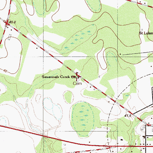 Topographic Map of Savannah Creek Baptist Church, SC