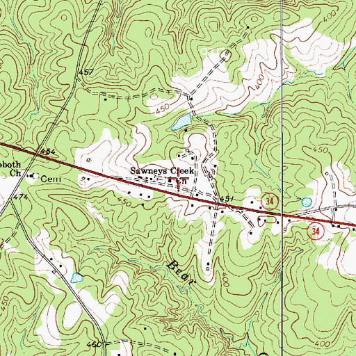 Topographic Map of Sawneys Creek Church, SC