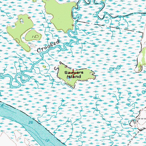 Topographic Map of Sawyers Island, SC