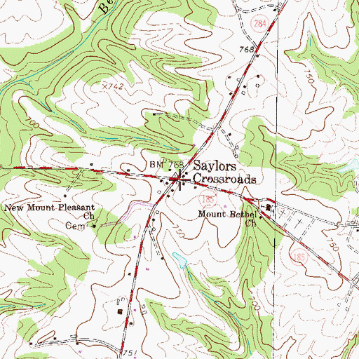 Topographic Map of Saylors Crossroads, SC