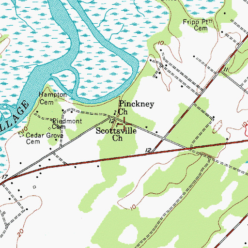 Topographic Map of Scottsville Church, SC