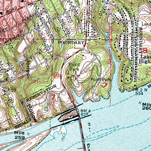 Topographic Map of Point Park, AL