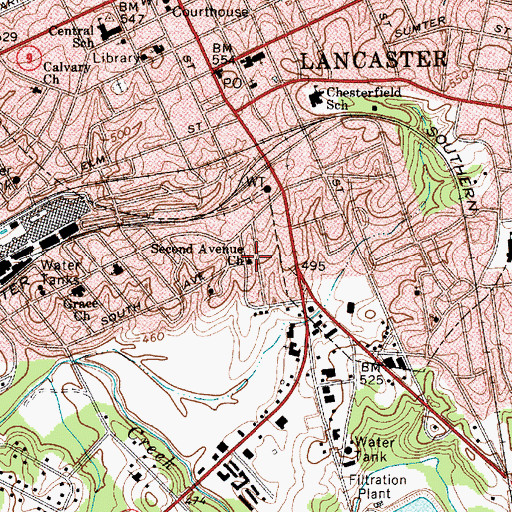 Topographic Map of Second Avenue Church, SC