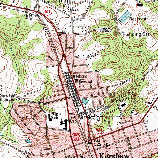 Topographic Map of Second Church, SC
