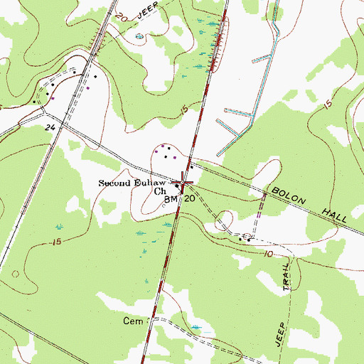 Topographic Map of Second Euhaw Church, SC