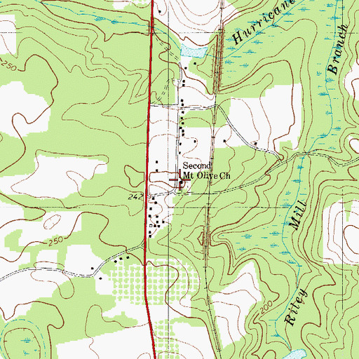 Topographic Map of Second Mount Olive Baptist Church, SC