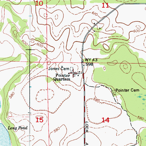 Topographic Map of Pointer Quarters, AL