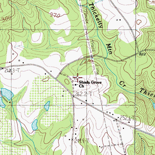 Topographic Map of Shady Grove Baptist Church, SC