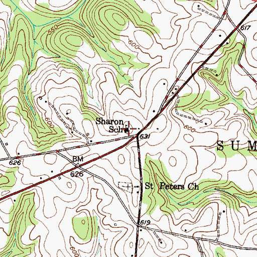 Topographic Map of Sharon School, SC