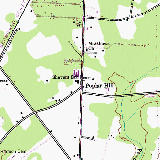 Topographic Map of Shavers School, SC
