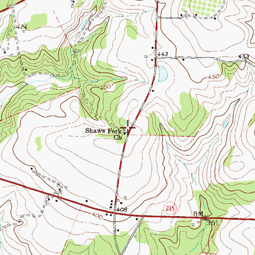Topographic Map of Shaws Fork Baptist Church, SC