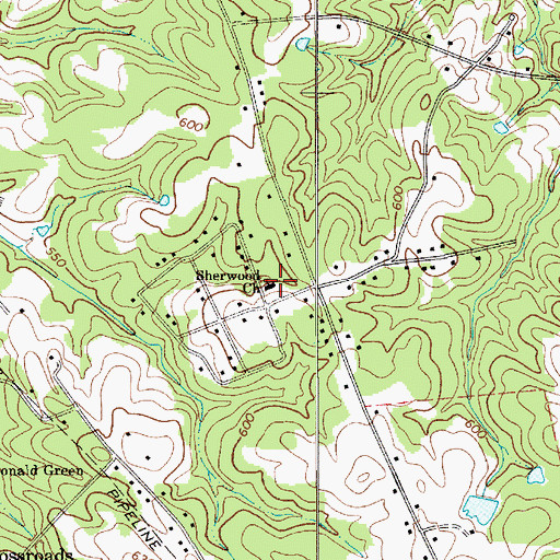 Topographic Map of Sherwood Church, SC