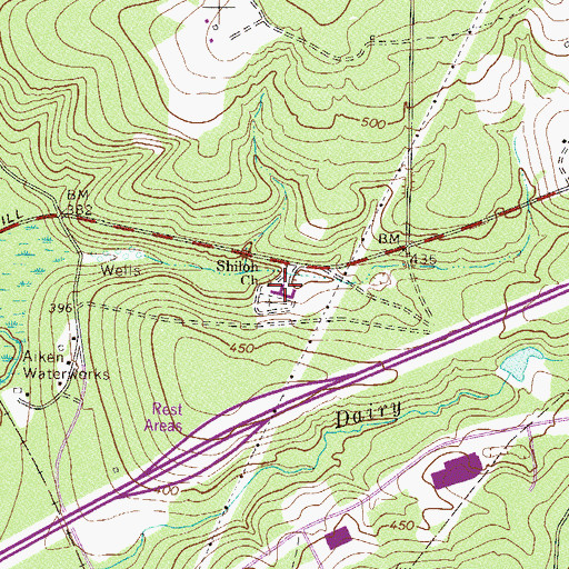 Topographic Map of Shiloh Baptist Church, SC
