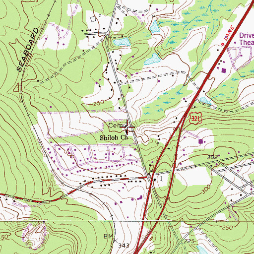 Topographic Map of Shiloh Church, SC