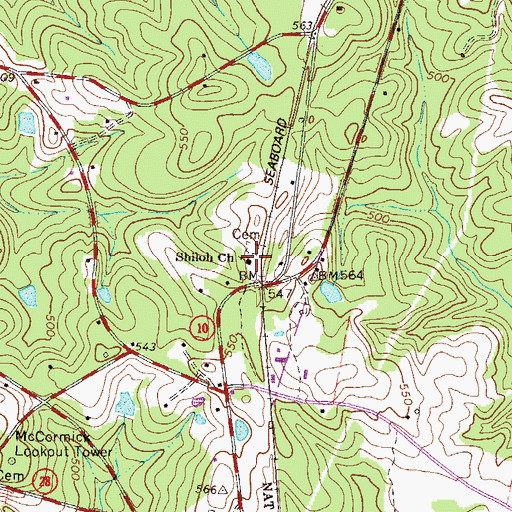 Topographic Map of Shiloh Church, SC