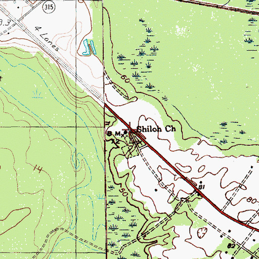 Topographic Map of Shiloh Church, SC