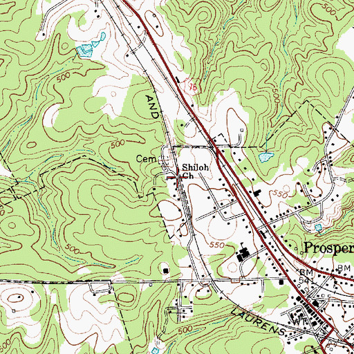 Topographic Map of Shiloh Church, SC