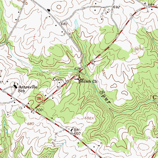Topographic Map of Shiloh United Methodist Church, SC