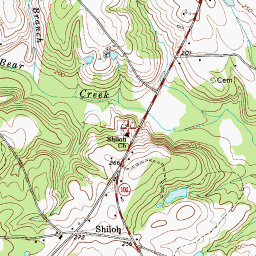 Topographic Map of Shiloh Church, SC