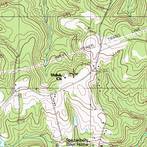 Topographic Map of Shiloh Baptist Church, SC
