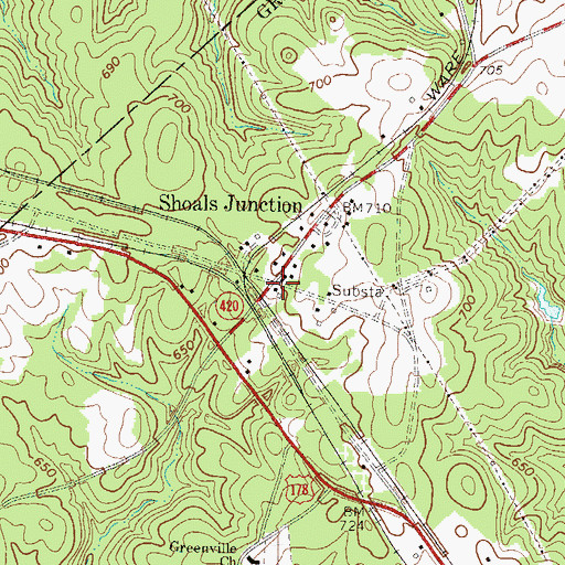 Topographic Map of Shoals Junction, SC