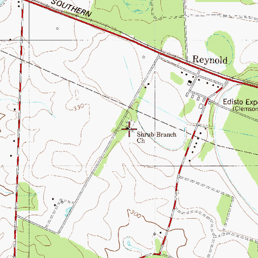 Topographic Map of Shrub Branch Church, SC