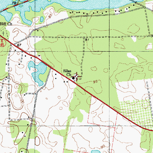 Topographic Map of Silas Church, SC