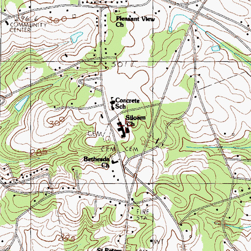 Topographic Map of Siloam Baptist Church, SC