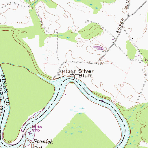 Topographic Map of Silver Bluff, SC