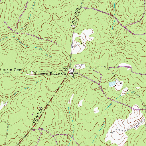 Topographic Map of Simmon Ridge Church, SC