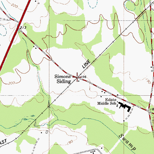 Topographic Map of Simons Siding, SC