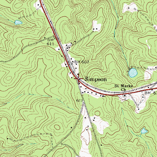 Topographic Map of Simpson, SC