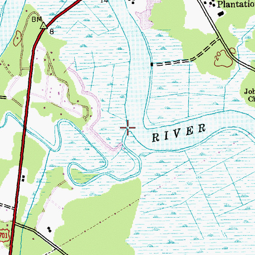 Topographic Map of Sixmile Creek, SC