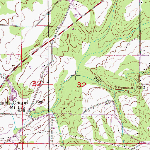 Topographic Map of Pole Creek, AL