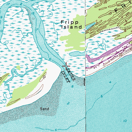 Topographic Map of Skull Inlet, SC