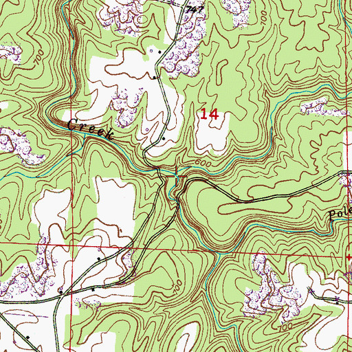 Topographic Map of Polebridge Branch, AL