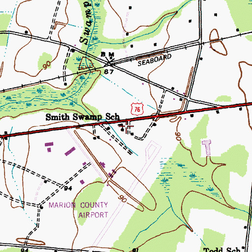 Topographic Map of Smith Swamp School, SC