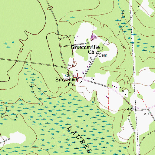Topographic Map of Smyrna Church, SC
