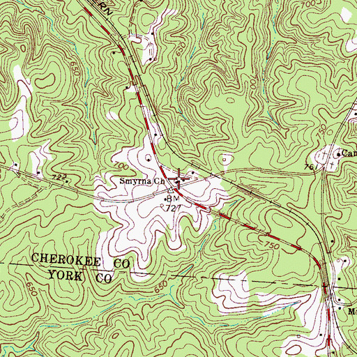Topographic Map of Smyrna Baptist Church, SC
