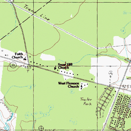 Topographic Map of Snow Hill Church, SC
