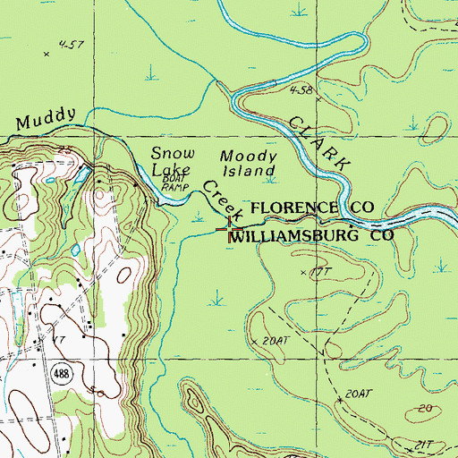 Topographic Map of Soccee Swamp, SC
