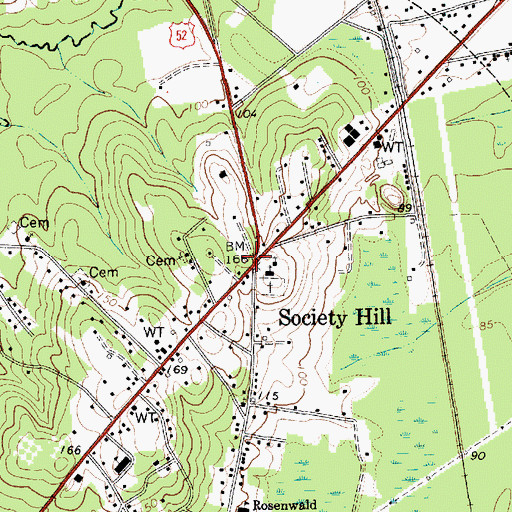 Topographic Map of Society Hill, SC