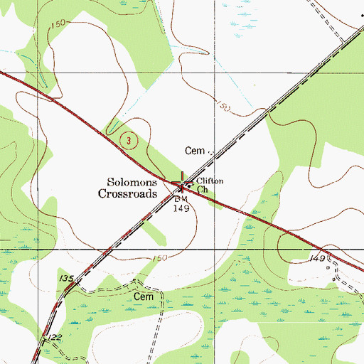 Topographic Map of Solomons Crossroads, SC