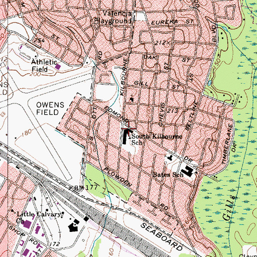 Topographic Map of South Kilbourne School, SC