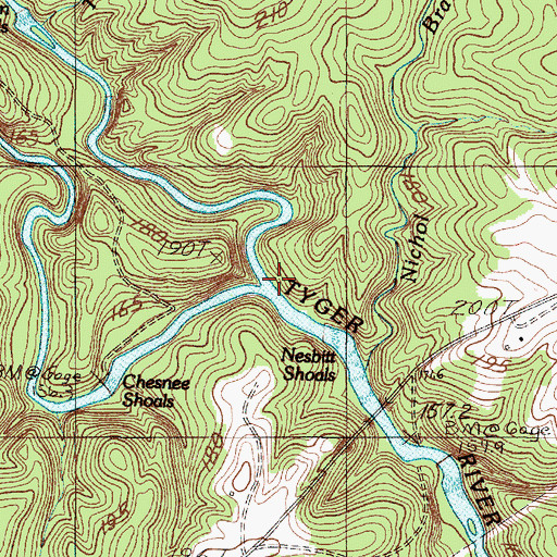 Topographic Map of South Tyger River, SC