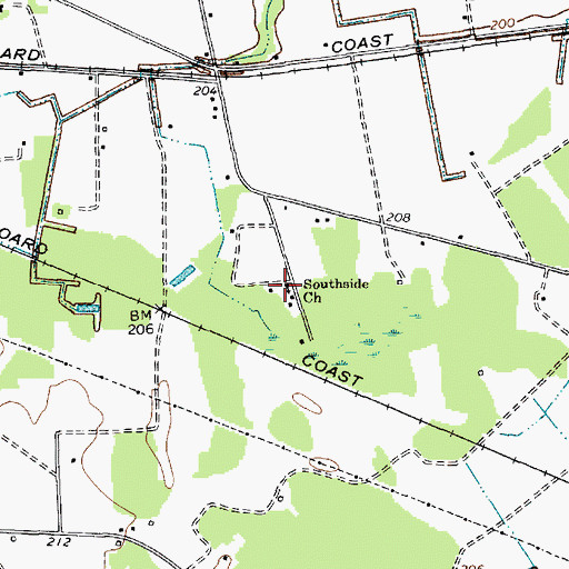 Topographic Map of Southside Church, SC