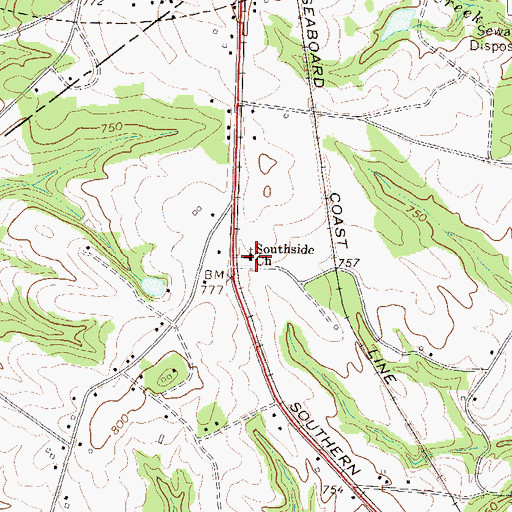 Topographic Map of Southside Baptist Church, SC