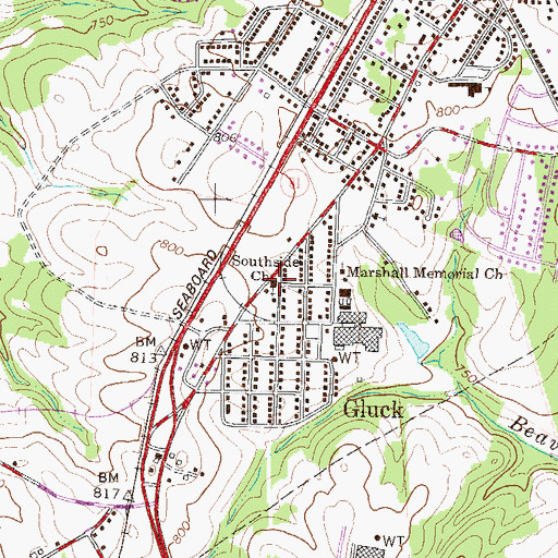 Topographic Map of Southside Baptist Church, SC