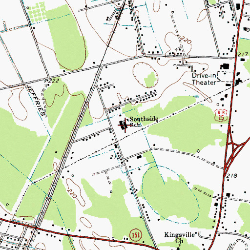 Topographic Map of Southside School, SC